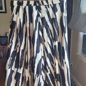 Zara Black White A-Line Midi Skirt